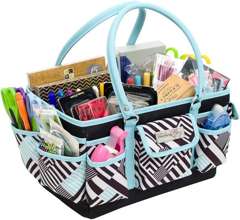Everything Mary Black Floral Deluxe Store and Tote - Storage Art Caddy for Sewing & Scrapbooking - Craft Bag Organizer w/Handle for Supplies & Tools Organization for School, Medical, Office in Kuwait