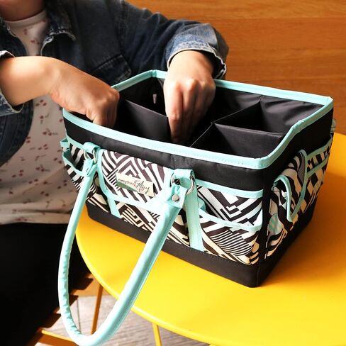 Everything Mary Black Floral Deluxe Store and Tote - Storage Art Caddy for Sewing & Scrapbooking - Craft Bag Organizer w/Handle for Supplies & Tools Organization for School, Medical, Office in Kuwait