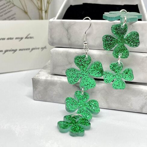 St Patricks Day Earrings Accessories for Women, Green Shamrock Clover Good Lucky Drop Earring for Irish Jewelry Gifts Decorations in Kuwait