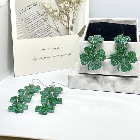 St Patricks Day Earrings Accessories for Women, Green Shamrock Clover Good Lucky Drop Earring for Irish Jewelry Gifts Decorations in Kuwait