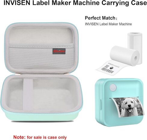 Elonbo Carrying Case for Label Maker Machine, Mini Label Printer Portable Thermal Printer Travel Bag, Sticker Printer Storage Holder, Mesh Pocket Fits Label Paper Tape, Pink+Inside Pink in Kuwait