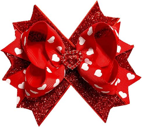 LDDCX مشابك شعر حمراء لعيد الحب، عصابة رأس على شكل فيونكة للفتيات الصغيرات، رباط شعر أحمر على شكل فيونكة وردية على شكل قلب، دبابيس شعر إكسسوارات للرضع والأطفال الصغار <13-A> in Kuwait