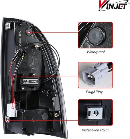 Winjet Full LED Tail Light Fit For 2005-2015 Toyota Tacoma, Led Sequential Taillight Replacement w/Yellow Sequential Turn Signal/Running/Brake/Reverse Light (Black Housing Smoked Lens) in Saudi Arabia