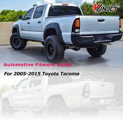 Winjet Full LED Tail Light Fit For 2005-2015 Toyota Tacoma, Led Sequential Taillight Replacement w/Yellow Sequential Turn Signal/Running/Brake/Reverse Light (Black Housing Smoked Lens) in Saudi Arabia