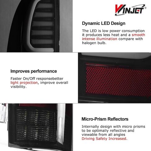 Winjet Full LED Tail Light Fit For 2005-2015 Toyota Tacoma, Led Sequential Taillight Replacement w/Yellow Sequential Turn Signal/Running/Brake/Reverse Light (Black Housing Smoked Lens) in Saudi Arabia