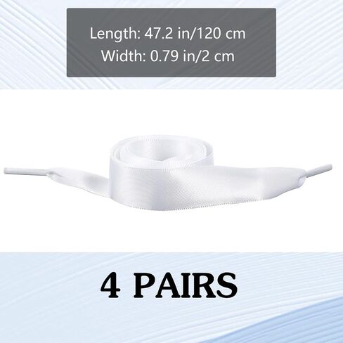 4 Pairs Wide Satin Ribbon Shoelaces, Flat Shoe Laces for Women Girls, Silk Shoestring, Flat Satin Ribbon Shoelaces, Wide Shoe Laces for Sneakers Skate Shoes Boots Sport Shoes in Saudi Arabia