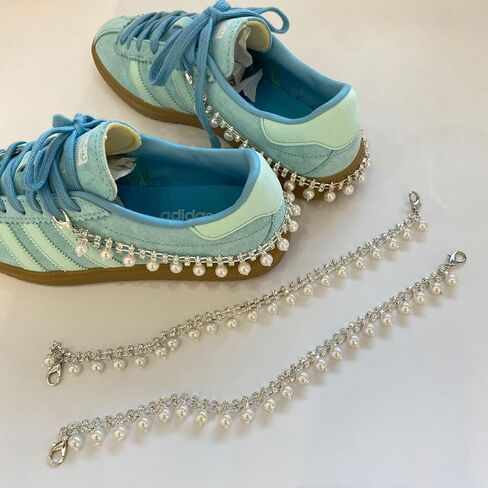2 pcs Pears Shoes Charms for Sneakers Shoelace Charms DIY Shoe Lace Charms Dress Shoes Elegant Buckle Pearl Bowknot Beaded Chain for Women in Saudi Arabia