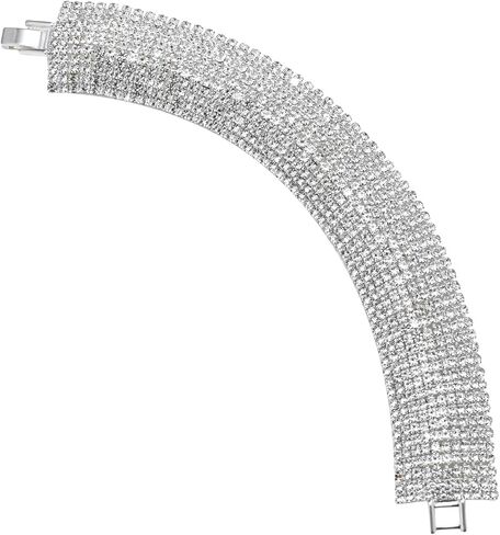 Sparkly Silver Plated Rhinestone Crystal Wide Multilayer Chain Bracelet for Women Wedding Prom Costume Jewelry in Saudi Arabia
