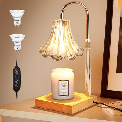 Candle Warmer Lamp, Electric Candle Warmer Lamp with Timer & Dimmer Height Adjustable Wax Melt Warmer for Scented Wax, Jar Candles Aromatic Candle Holders with 2 * 50W Bulbs for Home Decor in Saudi Arabia