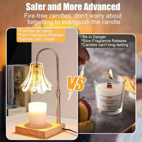 Candle Warmer Lamp, Electric Candle Warmer Lamp with Timer & Dimmer Height Adjustable Wax Melt Warmer for Scented Wax, Jar Candles Aromatic Candle Holders with 2 * 50W Bulbs for Home Decor in Saudi Arabia