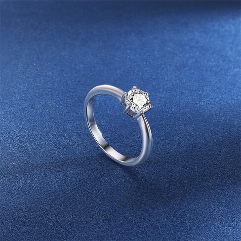 MDFUN Synthetic Moissanite Promise Rings for Women, 0.75-1CT S925 Sterling Silver Round Cut Synthetic Moissanite 18K White Gold Plated Engagement Wedding Anniversary Ring Eternity Bands in Kuwait