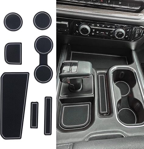 TOPINSTALL Console Liners Compatible with 2023-2025 Chevy Silverado/GMC Sierra 1500 & 2022 Refreshed 1500 Models, 6PCS Non-Slip Cup Holder Mats, Premium Custom Red-Full Console w/Bucket Seats ONLY in Saudi Arabia
