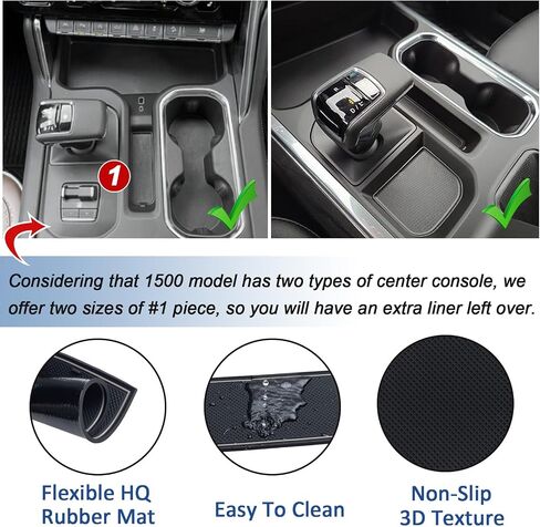 TOPINSTALL Console Liners Compatible with 2023-2025 Chevy Silverado/GMC Sierra 1500 & 2022 Refreshed 1500 Models, 6PCS Non-Slip Cup Holder Mats, Premium Custom Red-Full Console w/Bucket Seats ONLY in Saudi Arabia