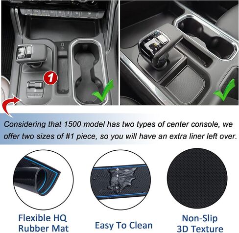 TOPINSTALL Console Liners Compatible with 2023-2025 Chevy Silverado/GMC Sierra 1500 & 2022 Refreshed 1500 Models, 6PCS Non-Slip Cup Holder Mats, Premium Custom Red-Full Console w/Bucket Seats ONLY in Saudi Arabia