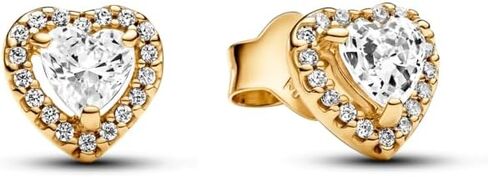 PANDORA Heart 14k gold-plated stud earrings with clear cubic zirconia, with Gift Box in Saudi Arabia