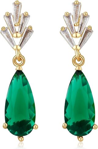 Emerald Earrings Gold and Emerald Drop Earrings Women Emerald Green Earrings Dangling Green Rhinestone Dangle Earrings for Prom Wedding Day in Saudi Arabia