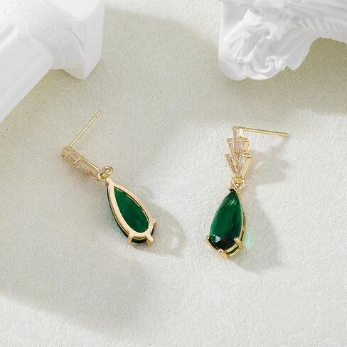 Emerald Earrings Gold and Emerald Drop Earrings Women Emerald Green Earrings Dangling Green Rhinestone Dangle Earrings for Prom Wedding Day in Saudi Arabia