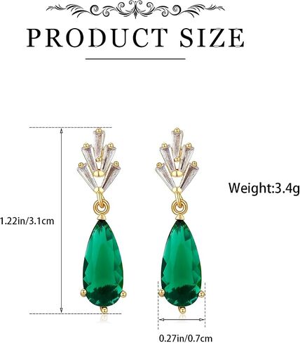 Emerald Earrings Gold and Emerald Drop Earrings Women Emerald Green Earrings Dangling Green Rhinestone Dangle Earrings for Prom Wedding Day in Saudi Arabia