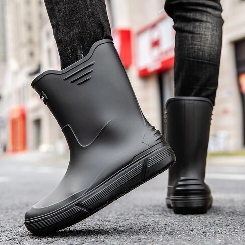 جيسي أحذية المطر للرجال منتصف الساق أحذية المطر البلاستيكية للماء الأحذية المطاطية الطين التمهيد أحذية قصيرة حديقة الأحذية للصيد في الهواء الطلق المشي لمسافات طويلة التخييم العمل in Kuwait