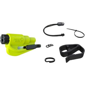 resqme Accessory Pack The Original Emergency Keychain Car Escape Tool, 2-in-1 Seatbelt Cutter and Window Breaker, Made in USA With Visor Clip, Lanyard, Keyring and Cable Tie - Yellow