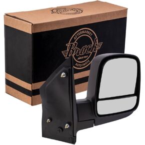 Brock Aftermarket Replacement Passenger Right Manual Mirror Textured Black With Dual Glass Compatible With 2008-2022 Chevy Express