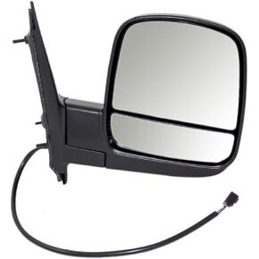 Brock Aftermarket Replacement Passenger Right Power Mirror Textured Black With Heat-Dual Glass Without Signal Compatible With 2008-2022 Chevy Express