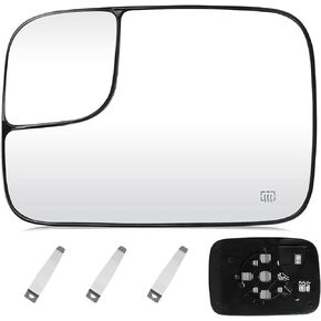 Youxmoto Passenger Right Side Heated Mirror Glass, for Dodge Ram 1500 2500 3500 2005 2006 2007 2008 2009, Convex Side View Mirror With Rear Holder, Replace 5161010AA 5191036AA CH1325121