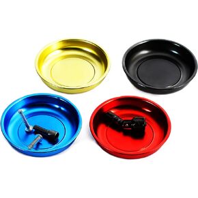 eHomeA2Z Magnetic Bowl 4 1/4" Inch, Ideal At Garage, Home, Construction For Wrenches, Bolts, Nuts, Small Parts (4 Pack 4 1/4" Magnetic Trays)