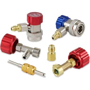 Lichamp AC R134A Adapters Kit, 134a Quick Couplers with Self Sealing and Puncture Can Taps, QA01