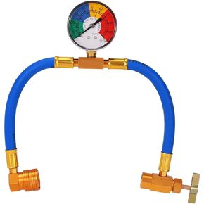 R134A Car AC Refrigerant Charge Hose Kit Recharge Hose with Gauge,A/C 1/2 Recharge Measuring Kit Can Tap Air Conditioning Pressure Gauge R134A by Ketofa