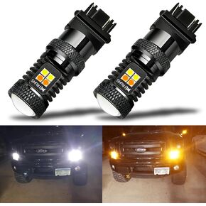 iBrightstar Extremely Bright 3030 Chipsets 3157 4157 3155 3457 Switchback LED Bulbs with Projector Replacement for Daytime Running Lights/DRL and Turn Signal Lights, White/Amber