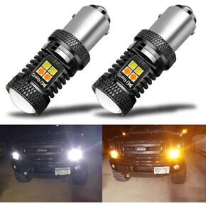 iBrightstar مشرق للغاية 3030 شرائح 3157 4157 3155 3457 مصابيح LED Switchback مع استبدال جهاز العرض لأضواء الجري أثناء النهار / DRL وأضواء إشارة الانعطاف، أبيض / كهرماني