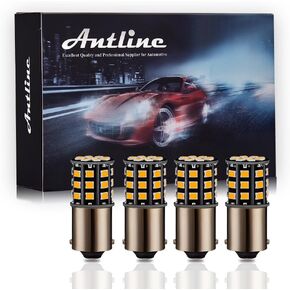Antline 1157 2057 2357 7528 BAY15D LED Bulbs Amber Yellow, 12-24V Super Bright 1000 Lumens Replacement for Turn Signal Blinker Lights, Side Marker Lights (Pack of 4)