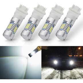 Extremely Bright 3157 3156 3156A 3057 4057 4157 3057LL 3457 3157K 21-SMD 1260 Lumens LED Bulb Replacement Brilliant Red for Car Brake Tail Turn Signal Blinker Lights Bulbs (Pack of 4)