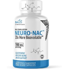 Neuro NAC Supplement N-Acetyl Cysteine Ethyl Ester - More Bioavailable Than NAC 600 mg - Boost Glutathione 10x More Than Liposomal Glutathione - N Acetyl Cysteine Ethyl Ester 60 Capsules