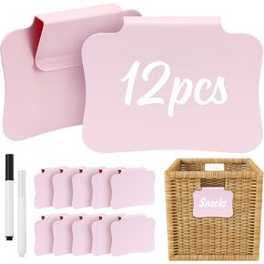 20PCS Plastic Basket Labels Clip On Removable Basket Bin Labels Clips for Storage Bins, Pantry Organization and Storage Labels for Basket Hanging Cube Box Bin Clip Label, in Pink in Kuwait