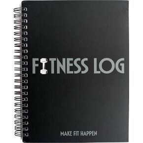 Fitness Journal Workout Planner for Men & Women - A6 Sturdy Workout Log Book to Track Gym & Home Workouts - Black Fitness Planner to Track Goals, Weight Loss and PR’s