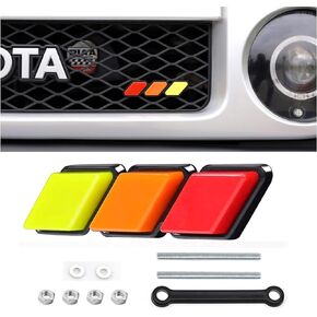 1Set Tri-Color Grille Insert Trims,HUAPX Acrylic Tri-Color Grille Badge Emblems Compatible with Toyota Tacoma 4Runner Tundra Sequoia Rav4 Highlander GV Car Decoration Accessories (Yellow-Orange-Red)