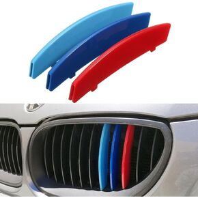 Xotic Tech M-Colored Tri Grille Insert Trims Strips, Front Center Kidney Grilles Compatible with BMW E70 X5 2007-2013, E71 X6 2008-2012 (7 Beam Bars)