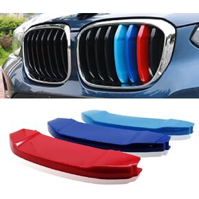 NYZAUTO M-Colored Stripe Grille Insert Trims Compatible with BMW 2013-2018 F30 3 Series 316i 318i 320i 328d 328i 335i 340i Kidney Grill (11 Beams, Not Fit 8 Beams)