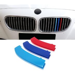 NYZAUTO M-Colored Stripe Grille Insert Trims متوافق مع BMW 2013-2018 F30 3 Series 316i 318i 320i 328d 328i 335i 340i Kidney Grill (11 شعاعًا، لا تناسب 8 شعاعًا)