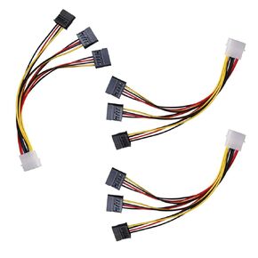 3 Pack 4Pin Molex to 3X Sata 15Pin Splitter Connector Power Supply Cable Adapter Male LP4 4 Pin IDE to HDD Hard Drive ATA Female Port for Additional Multi Caddy Computer PC Desktop