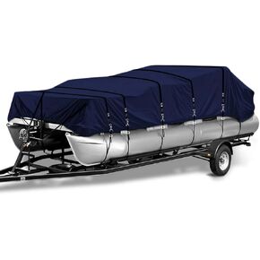 1200D Marine Grade Fade and Tear Resistant Trailerable Pontoon Boat Cover, Heavy-Duty Pontoon Covers (Gray, Length:25'-28' Beam Width: up to 102")