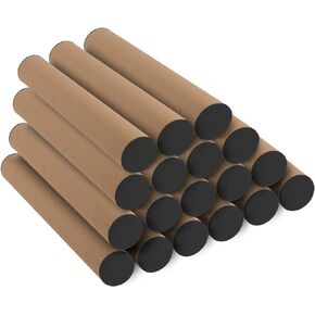 18 Pack 15 Inches Kraft Shipping Tubes, Mailing Tubes with Black Caps for Shipping and Mailing