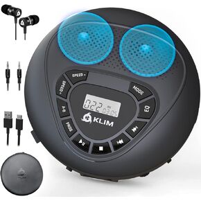 KLIM Speaker + Portable CD Player with Speakers + New 2024 + Walkman + Rechargeable Battery + Portable CD Player with Headphones + CD Player Portable + SD/TF Card + AUX + Ideal Car CD Player