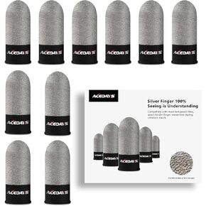 Gaming Finger Sleeves,100% Visible Silver Fibers,Just Right Pressure/Breathable/Sweatproof,Gaming Gloves for PUBG Mobile/Knives Out/Call of Duty Mobile（10pcs） L