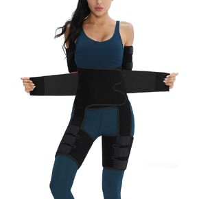 RESHE 4 in 1 High Waist Arm and Thigh Wast Trainer for Women, Sweat Band Waist Trimmer Plus Size