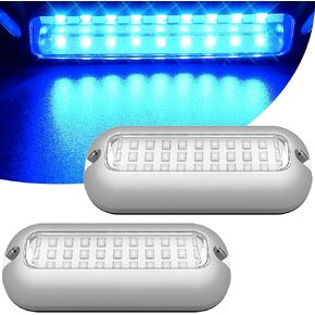 HUSUKU Mini 27LED Marine Led Lights for Boat Underwater(Green), 2PCS, 3.7inch, IP68, 316 Stainless Steel, Surface Mount for Yacht Pontoon Sailboat Kayak Skiff Duck Jon Accent Bass Boat Vessel Fishing