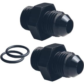 DEWHEL 2pcs Aluminium -6AN Flare to 6AN ORB Male Fuel Rail Adapter Fitting Black (6AN ORB -6AN)