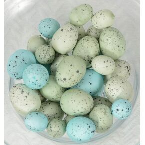 Small Artificial Bird Eggs, 36 Pieces, 75 to 1.25 Inches Long, Soft Blue and Green Speckled Eggs, Faux Easter Eggs, Bowl and Vase Filler in Saudi Arabia
